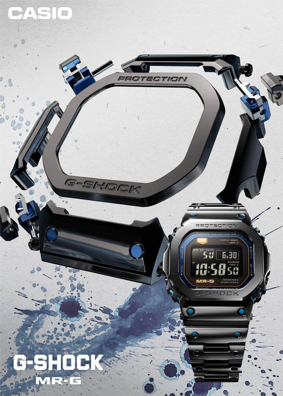 G-SHOCK「初代モデル」が青く染まる　最上級シリーズ「MR-G」新作
