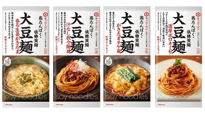 新しい主食「大豆麺」　手軽な専用スープ・ソースのセット4種