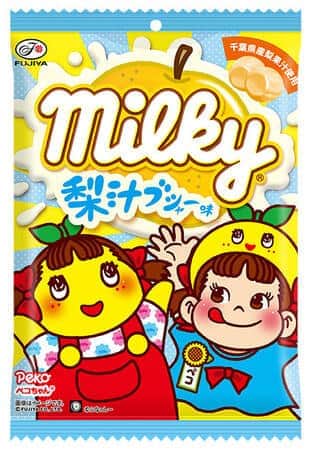 ふなっしー地上降臨10周年　「ミルキー（梨汁ブシャー味）」