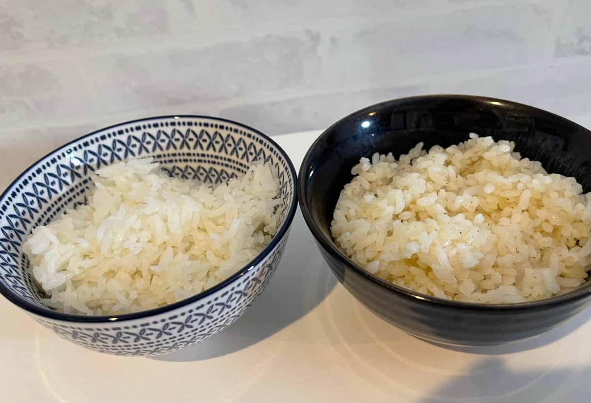 左：タイ米、右：普通のコメ