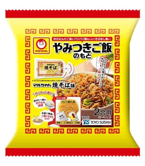 「やみつきご飯のもと　マルちゃん焼そば味」　炊き込みとあと混ぜ