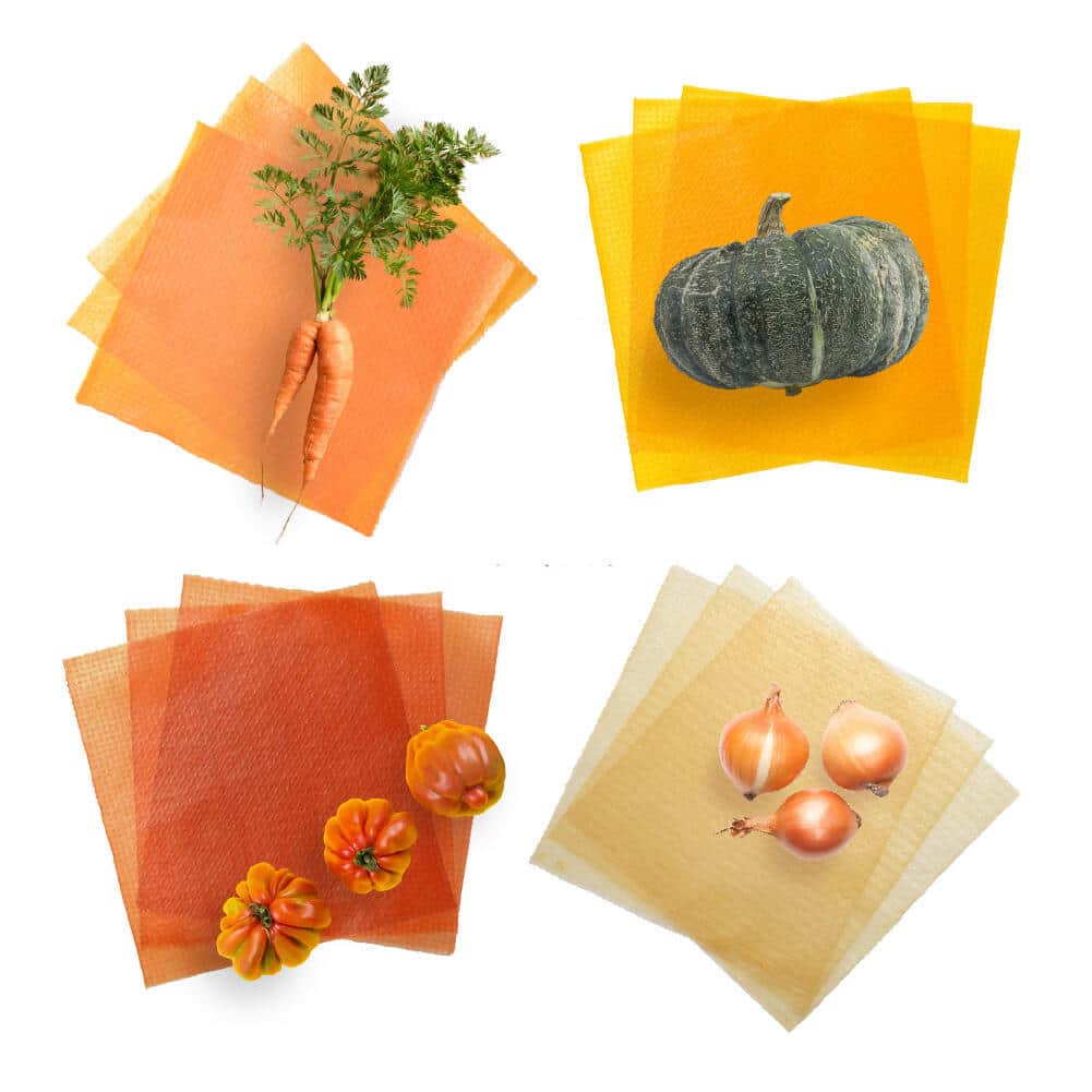 にんじんやだいこん、かぼちゃ、トマトなどさまざまな野菜を使った野菜シート「べジート」