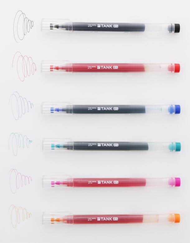 大容量ゲルペン「TANK」　本体丸ごとインクタンクの全6色