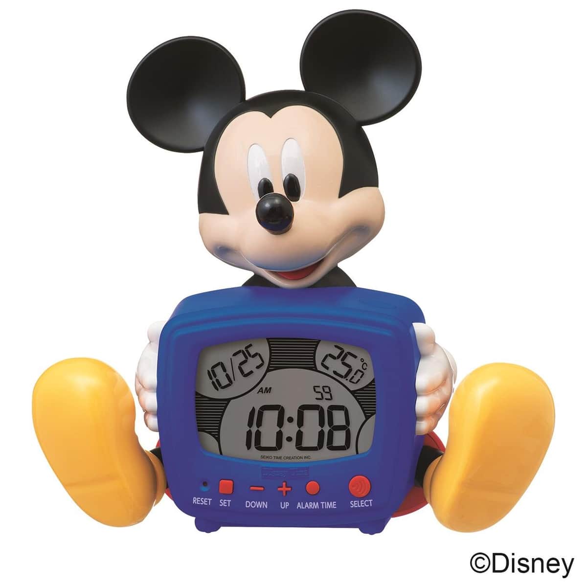 レトロなテレビを抱える　「ミッキーマウス」デザインの目ざまし時計