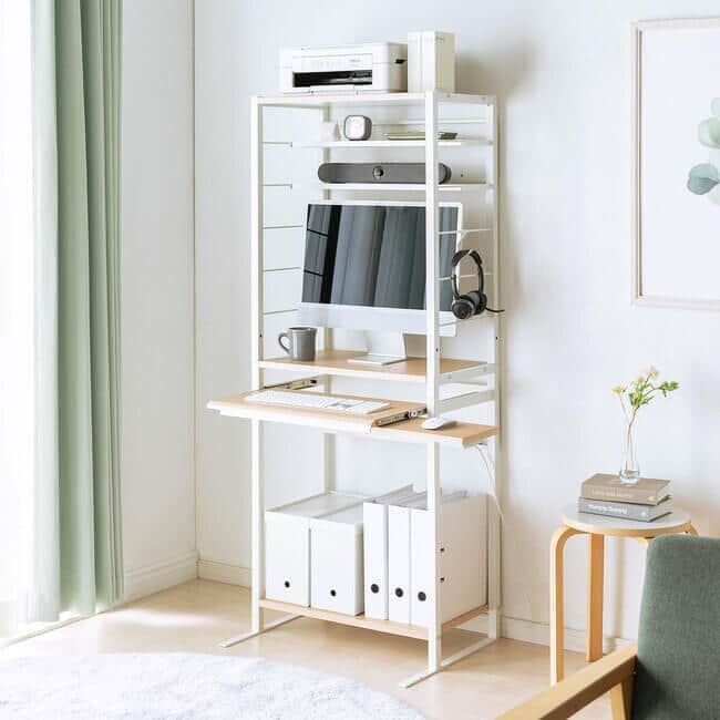 サンワサプライのスリムな2WAYパソコンデスク　縦長でも横並びでも使える　