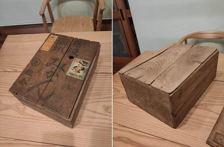 みかん箱（西川バウム・浅見代表提供）