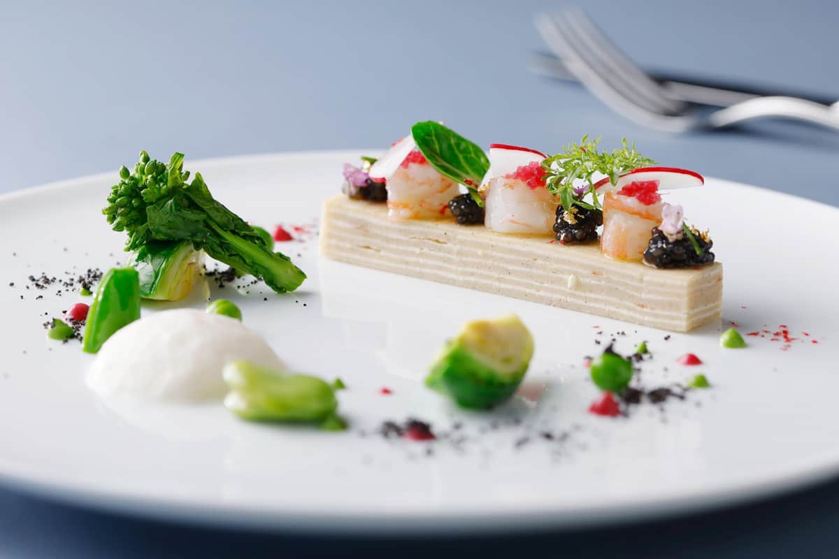 「スカイツリービューレストラン簾」自家製キャビアの前菜　東武ホテルレバント東京