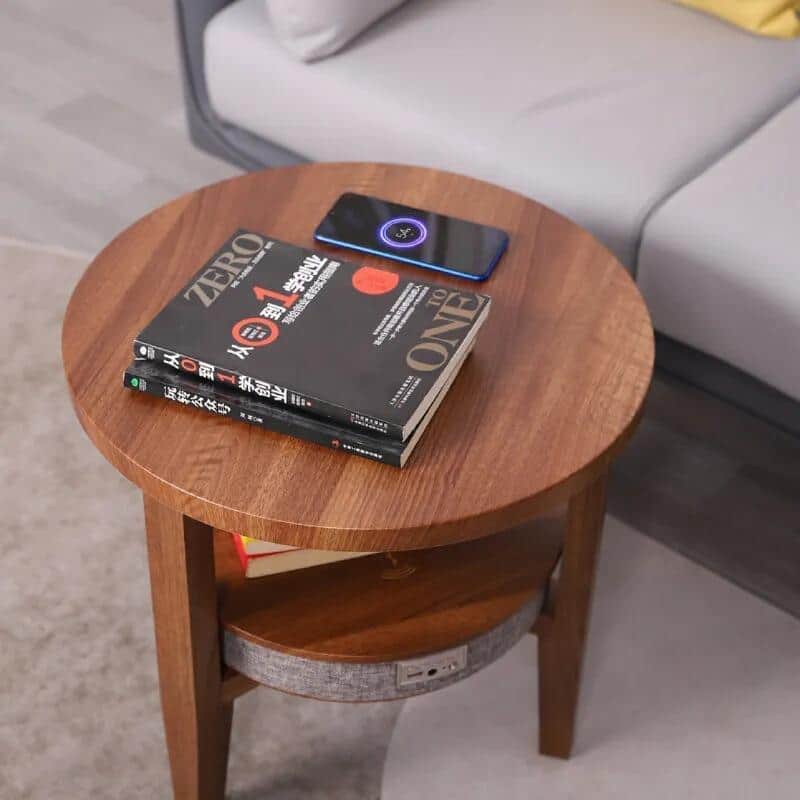円形の「スマートテーブル」　Bluetoothスピーカーとワイヤレス充電機能