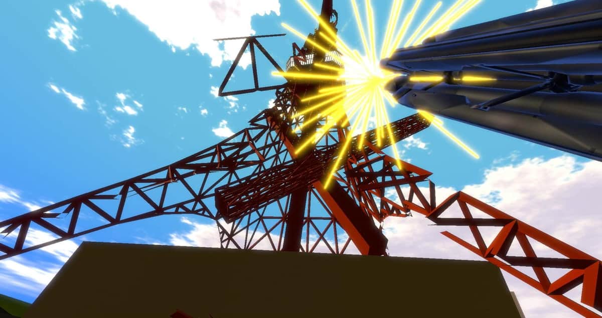 ガトリング砲で鉄塔も解体