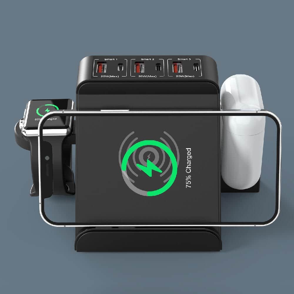 マルチポート搭載のワイヤレス充電器　スマホとApple Watchの同時充電可能