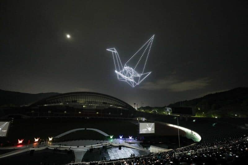 「#HIROSHIMAミライバトン」でのドローンショー