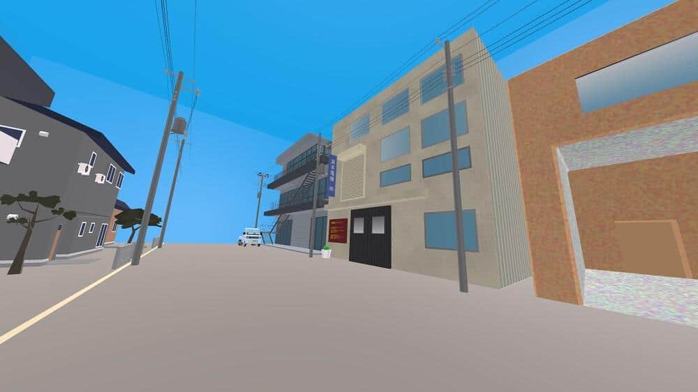 本社が右側奥、工場エリアは右側中央の白い建物