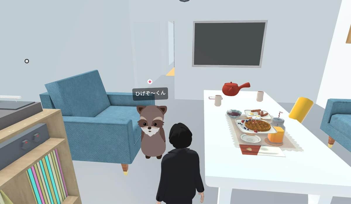 メタバース内の診察室　軽食もあってリラックスできる雰囲気