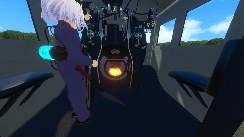 ボイラーの火室に何度も石炭を入れていく