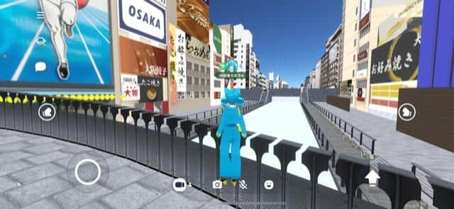 戎橋付近の風景を再現している（画像はCluster内、バーチャル大阪から）