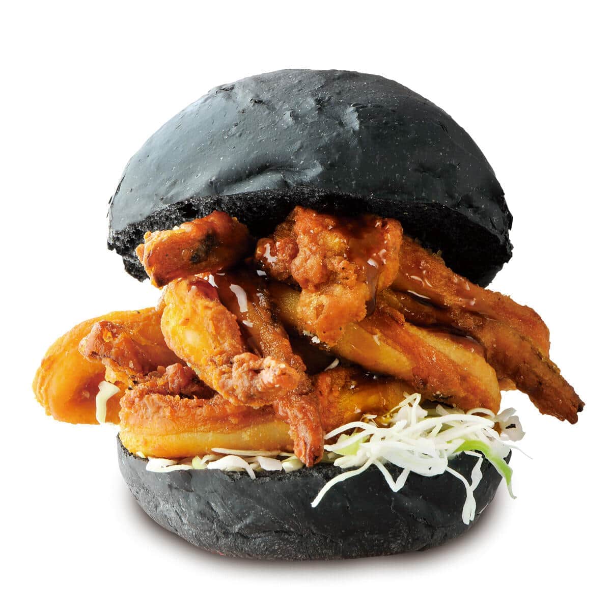 「ドムドム」が「ショッカー」とコラボ　「イカデビルバーガー」