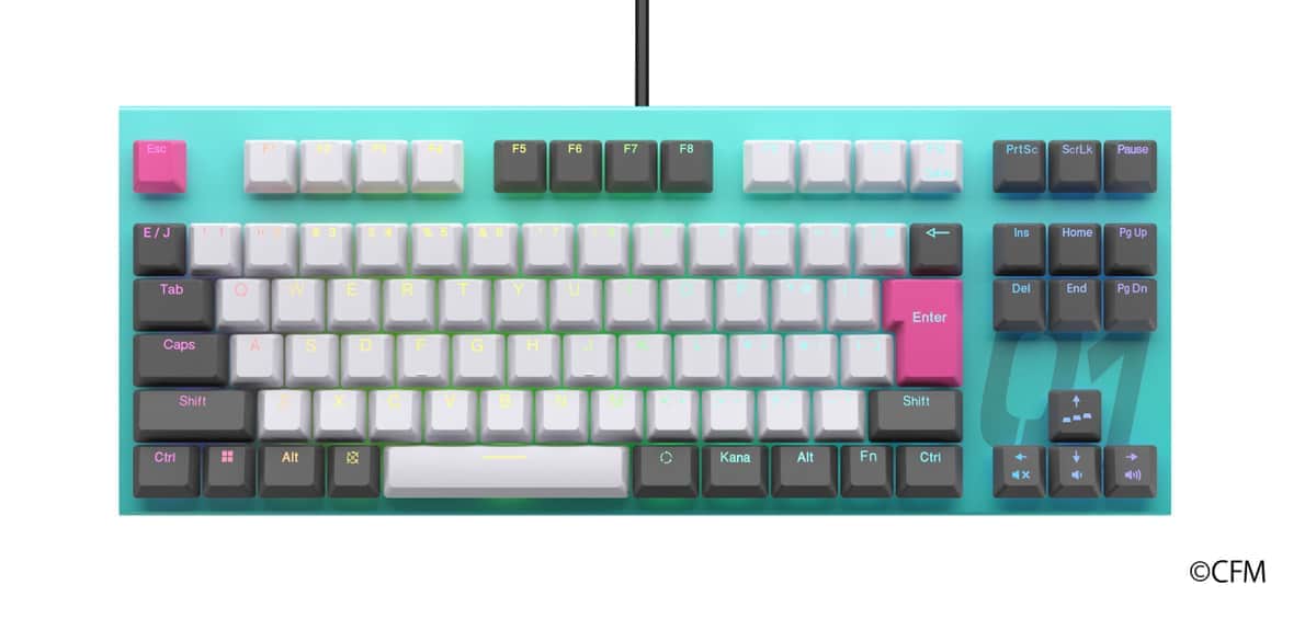 「初音ミク」カラーのゲーミングキーボード　「REALFORCE」から