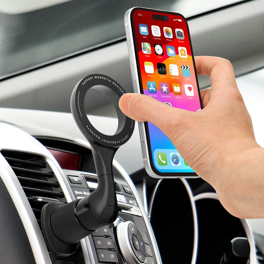 iPhone車載用スマホホルダー　「MagSafe」対応でもマグネットで着脱可能