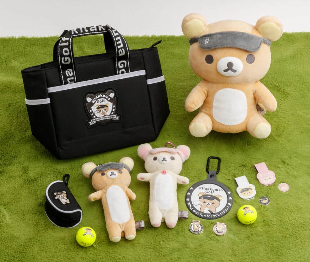 「リラックマ」デザインのゴルフ用品各種　ヘッドカバーやボールポーチ