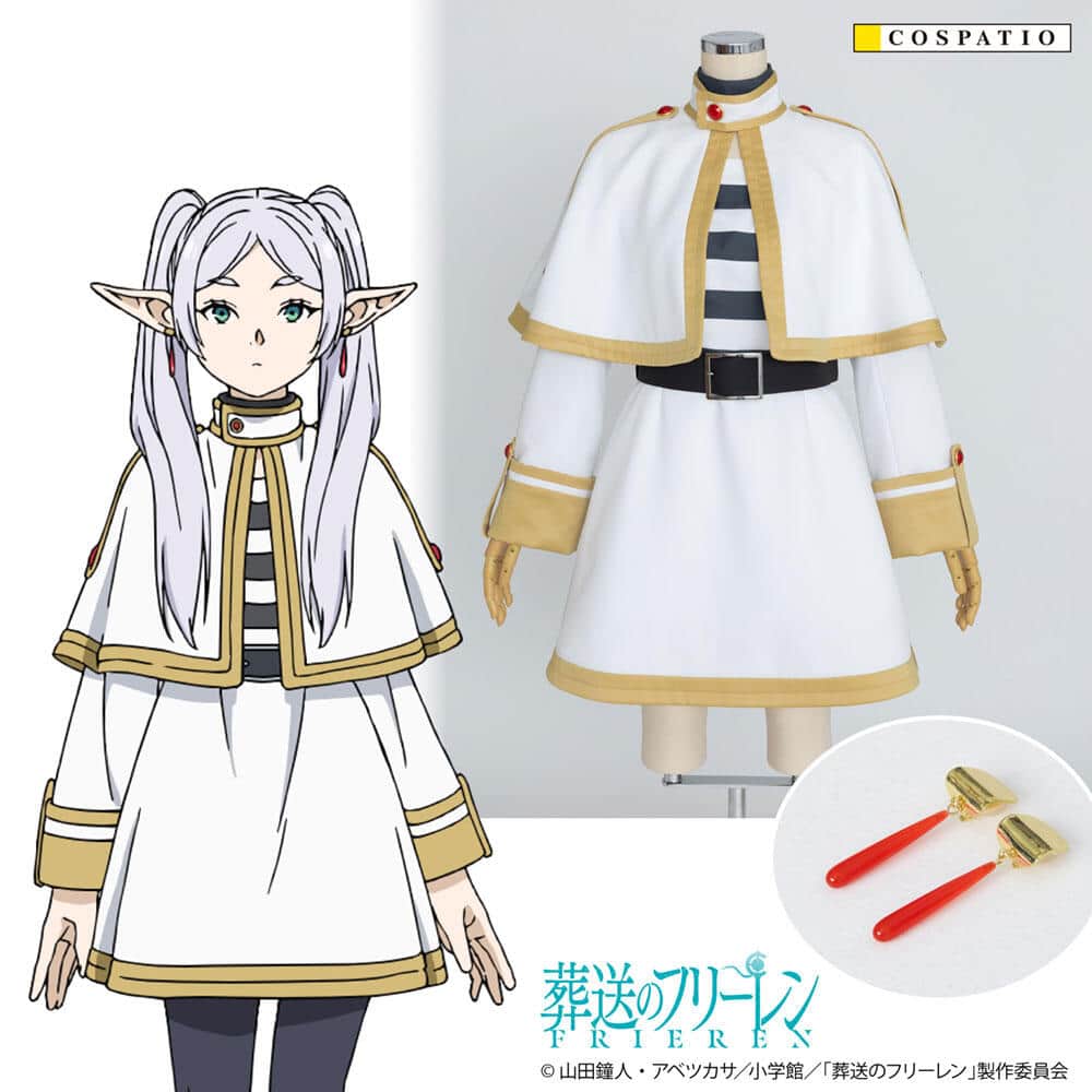 「葬送のフリーレン」コスチューム　ワンピース・ケープ・イヤリングのセット