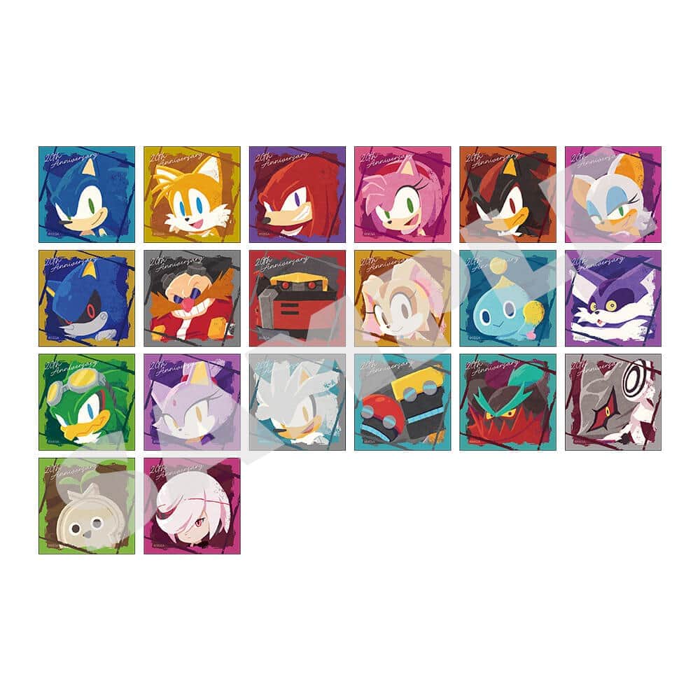 アイボリーの生地にソニックたちをカラフルにプリント
