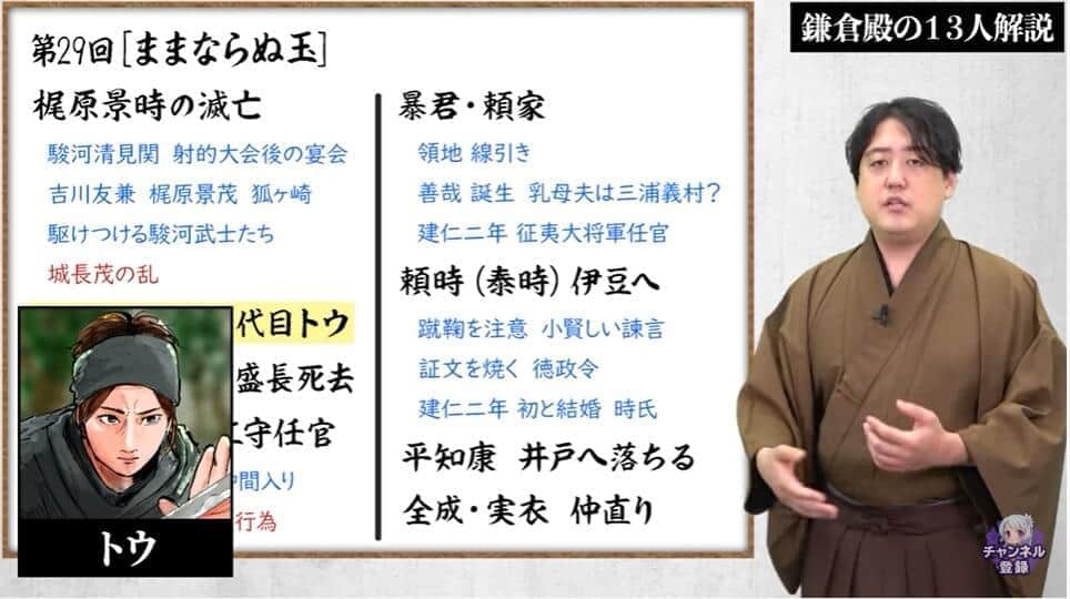 歴史解説YouTubeチャンネル「戦国BANASHI」　鎌倉殿の13人「第29回」解説動画より